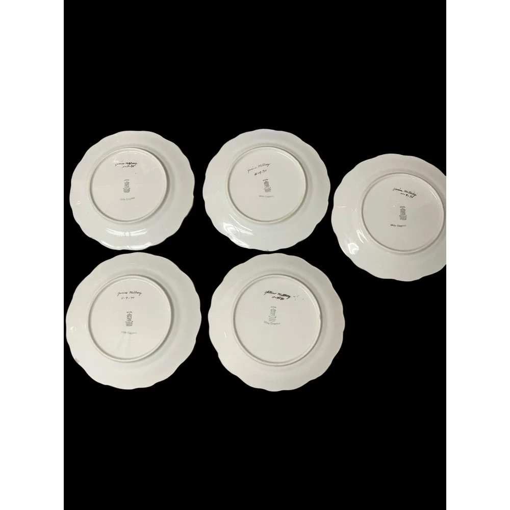 Schumann Arzberg Bavaria White Elegance Gold Monogram M Bread Plates Set of 5 - Picture 14 of 16